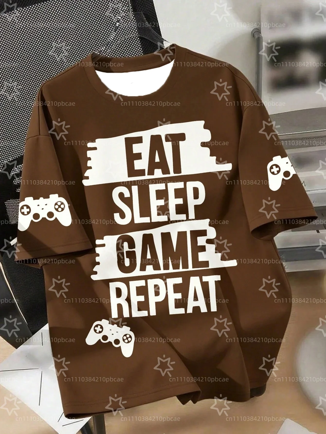 Gaming Themed Design Printed Summer T-shirts Children's Minimalist Casual Sports Short Sleeve Round Neck Pullover Loose Tops