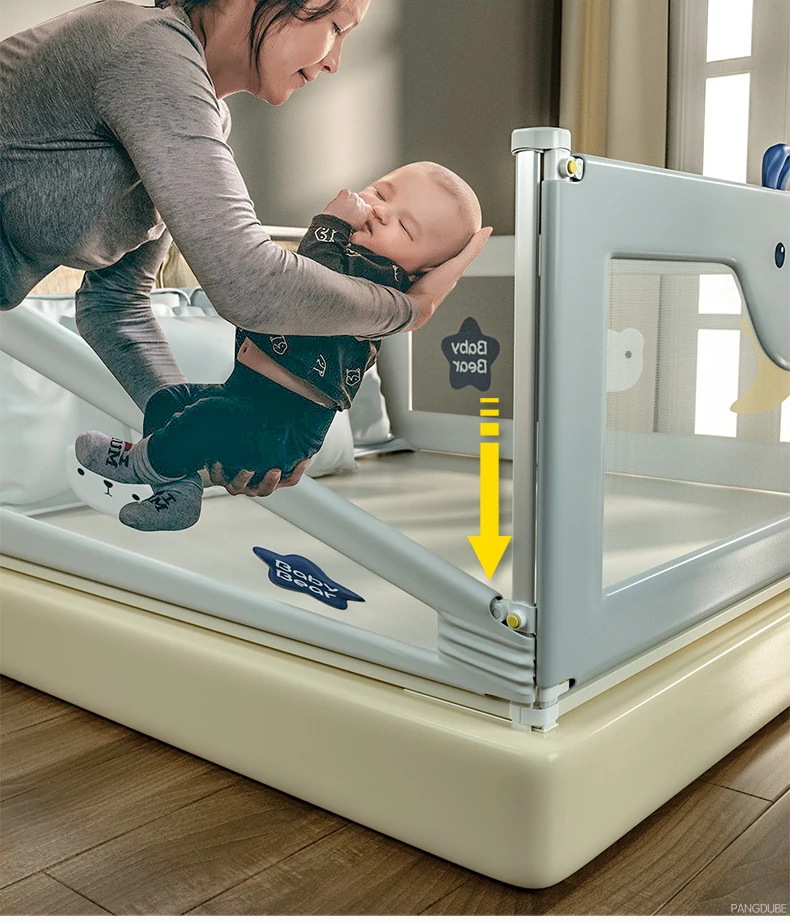 PANGDUBE 1 Stück Baby-Sicherheitsgeländer für Kinderbetten, Schutzbarriere für Kinderbetten, Montage durch Schrauben erforderlich – Detail 9