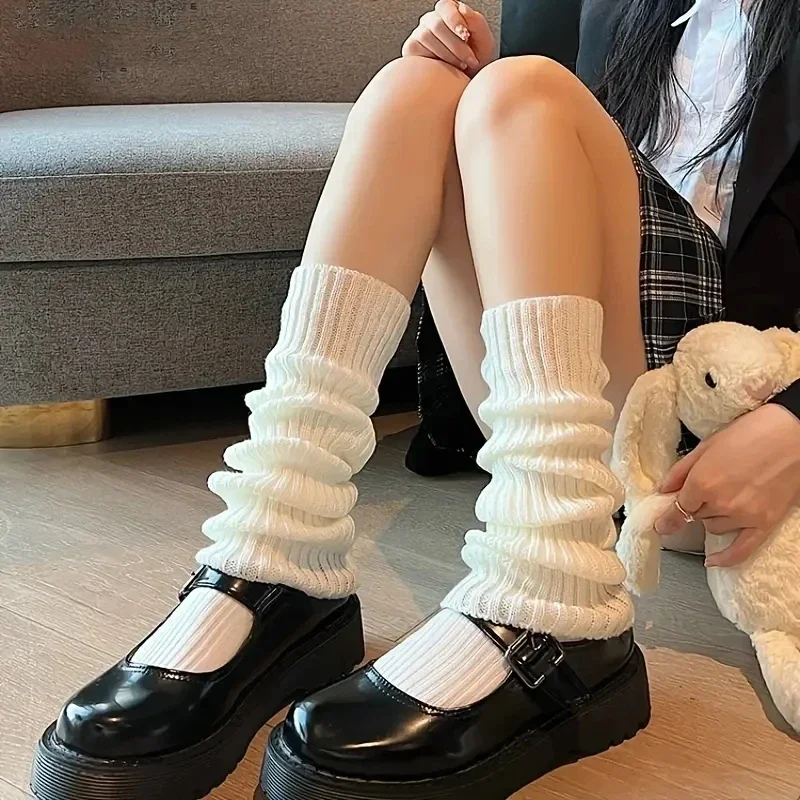 1 paire de chauffe-pieds de haute qualité, chaussettes à bulles JK, chauffe-jambes Lolita JK, couvre-pieds tricotés Y2K Punk Gothic, chaussettes au crochet, manchons de bottes