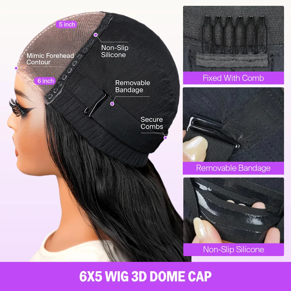 Megalook 6x5 HD Bye Bye عقدة غلويليس 99J العظام شعر مستعار مستقيم 15A SDD عذراء الشعر واقعية شعري المبتدئين ودية ملونة