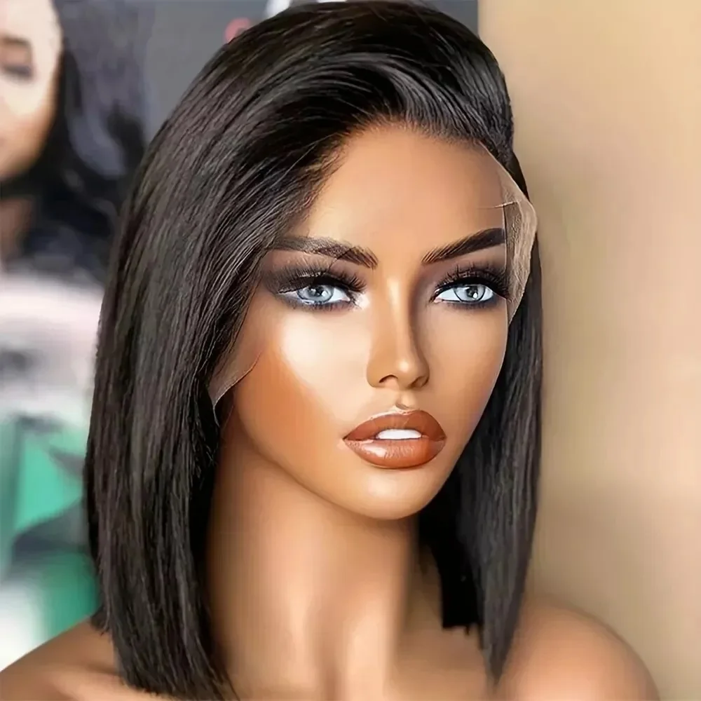 

Short Bob Wig Human Hair 13x4 Lace Front Human Hair Wigs 150% Density Brazilian Straight Bob For Black Women Natural Black