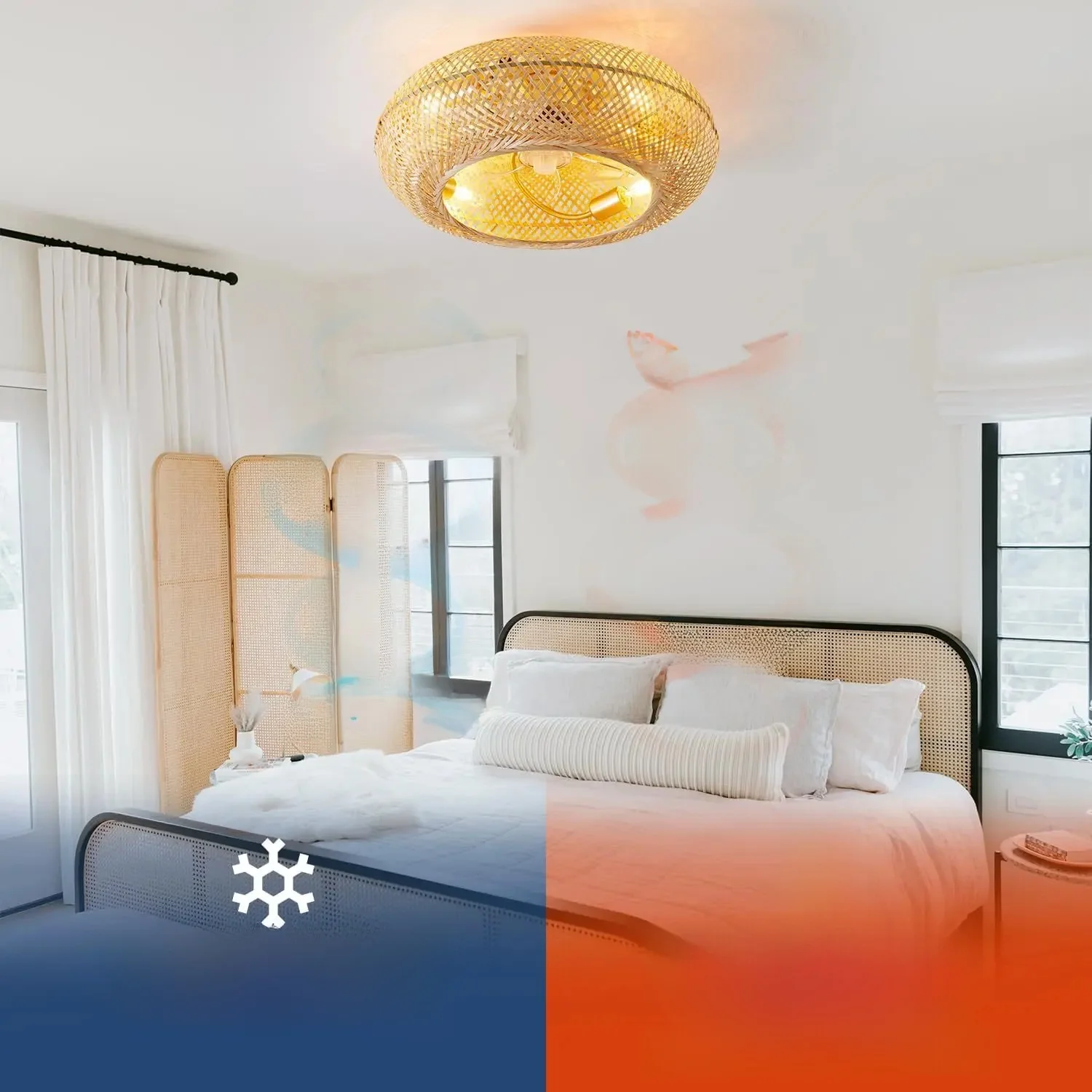 Bamboe plafondventilator ventilatoren met verlichting afstandsbediening slaapkamer decor ventilator lamp 50cm lucht onzichtbare bladen intrekbaar stil - afbeelding 2