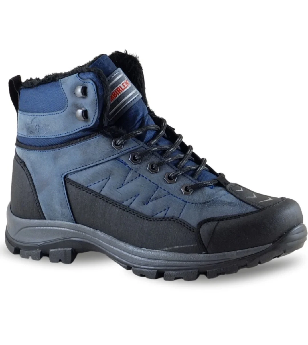 MEN'S BLACK NAVY BLUE WINTER BOOTS WATERPROOF WARM FUR INNER DESIGN RUBBER SOLE 36 37 38 39 PERFECT SCHOOL AND SNOW BOOTS