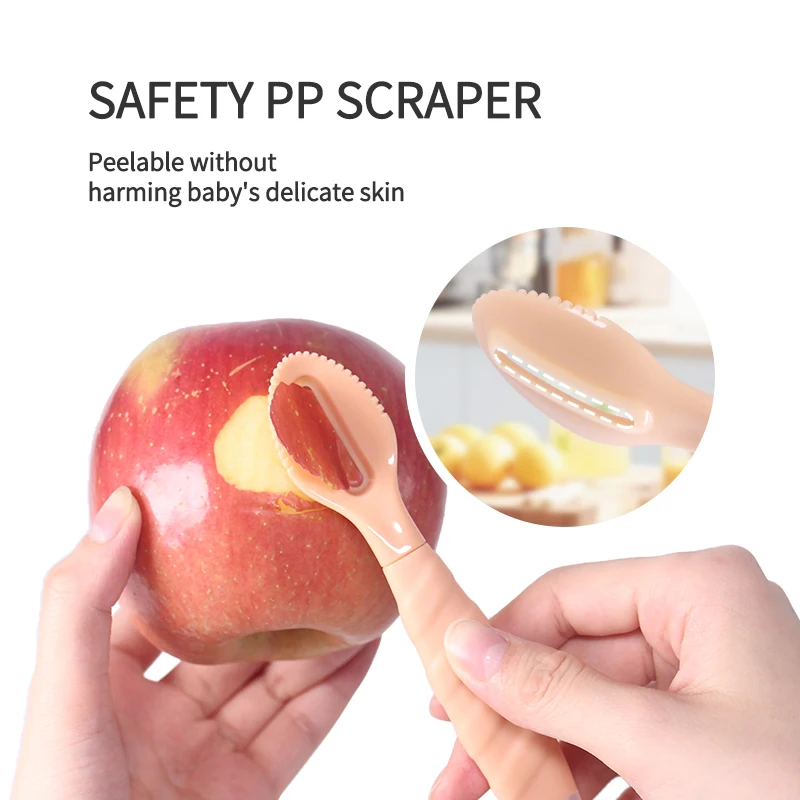 1 قطعة ملعقة الطفل متعددة الوظائف 4 في 1 المكملات الغذائية ملعقة شوكة مجموعة سيليكون PP كشط الفاكهة هريس تقشير شوكة المعكرونة الفاكهة