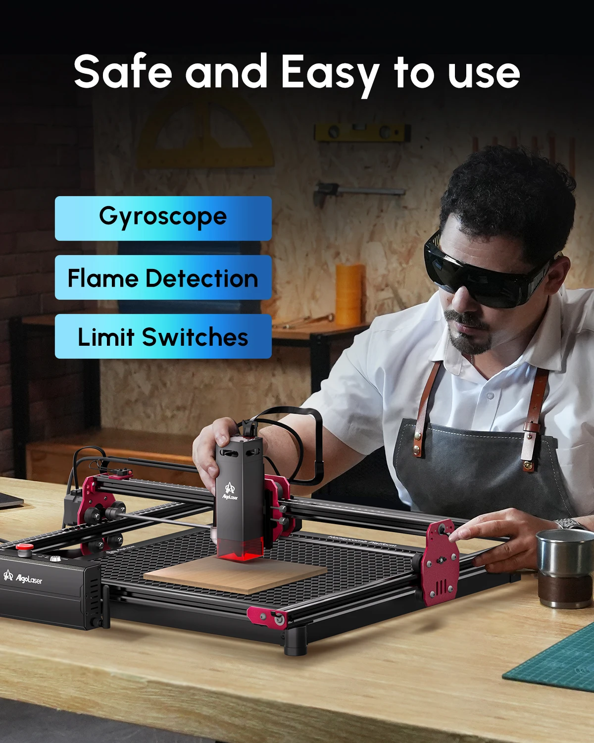 Algolaser-Kit de bricolage de 144W, graveur laser injuste avec rouleau distant Wifi hors ligne CNC, machine de découpe et gravure pour les