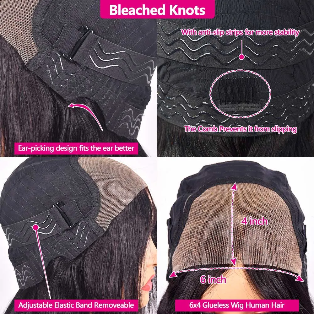 6x4 عميق مجعد غلويليس الباروكات شعر الإنسان جاهز للارتداء والذهاب خصلات الشعر المستعار الإنسان للنساء قبل قطع الدانتيل 6x4 موجة المياه غلويليس الباروكات