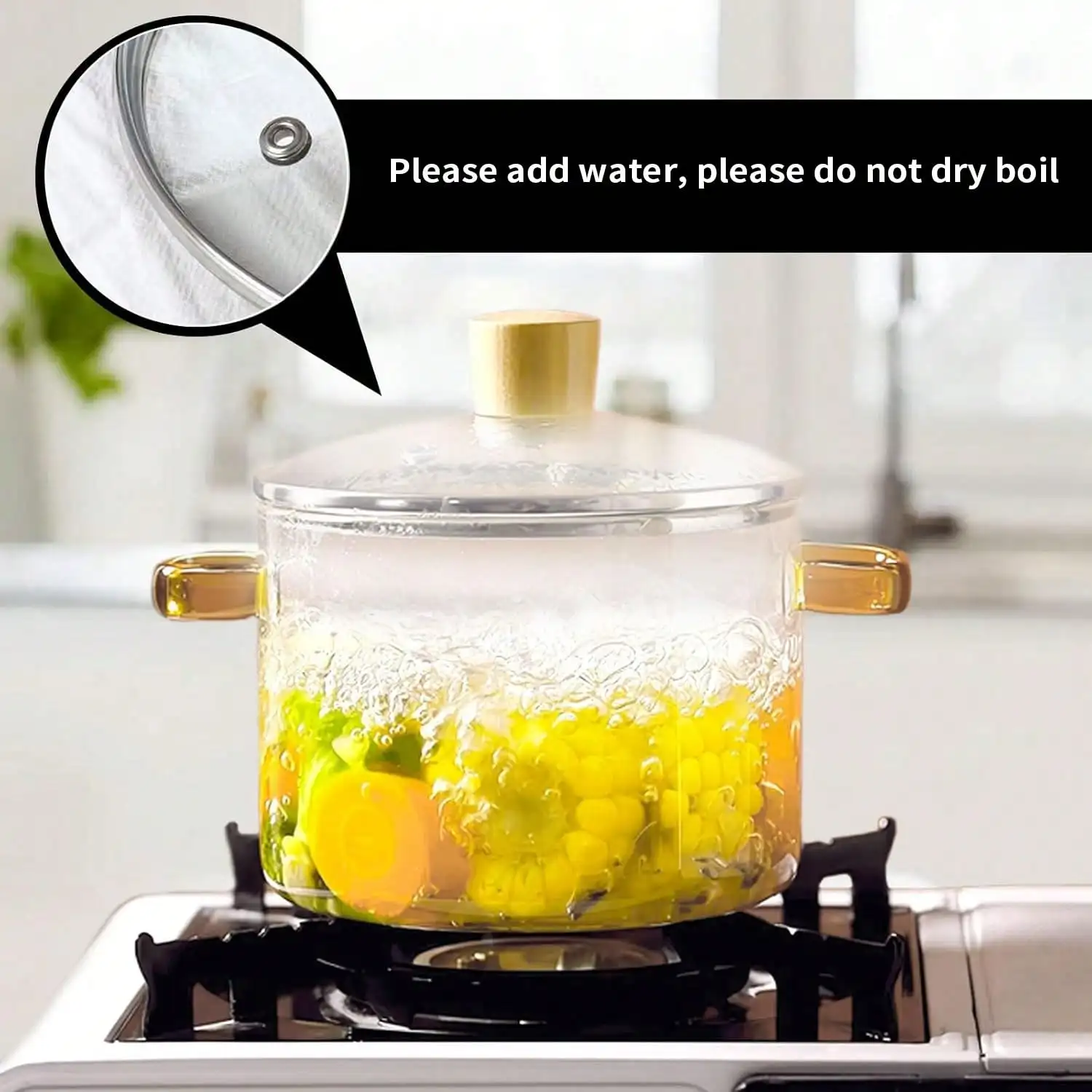 Clear Glass Saucepan With Lid For Cooking Instant Noodles, Soup Cooker 1.5L 50oz Pan For Small Stockpot On The Stove Top