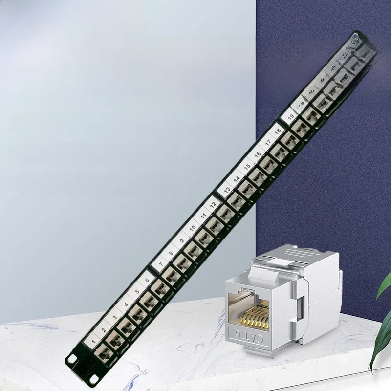 Panneau de brassage de module blindé ONTi-24 ports 1U RJ45, montage sur support 19 ", support mural, CAT5E, CAT6, CAT6A, CAT7, CAT8, prise Keystone STP