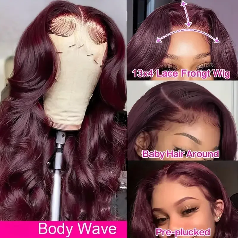 99j Hd Lace Front Human Hair Wig 13x6 Pre Plucked Transparent Lace Colored Body Wave Brazilian 13x4 Lace Frontal Wigs For Women