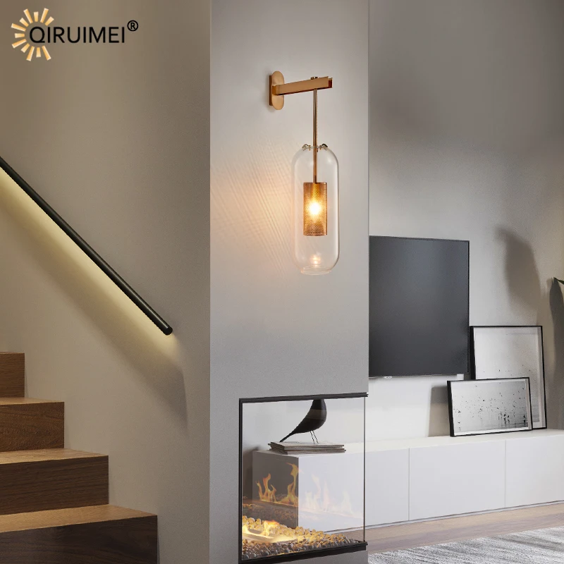 Imagem -03 - Nordic Simples Vidro Casa Novo Moderno Led Luzes de Parede Sala Estar Jantar Estudo Quarto Cabeceira Lâmpadas E14 Lâmpada Iluminação Interior