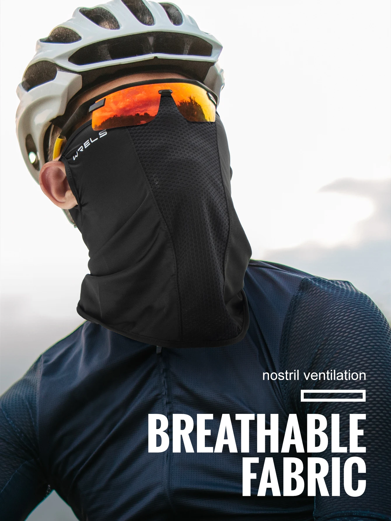 WRELS 1/2/3 Stück Fahrrad-Gesichtsmaske Feuchtigkeitsableitende Kühlende Nackenwärmer Atmungsaktive Schnelltrocknende Sonnen-, Wind- und Staubschutzmaske – Detail 4