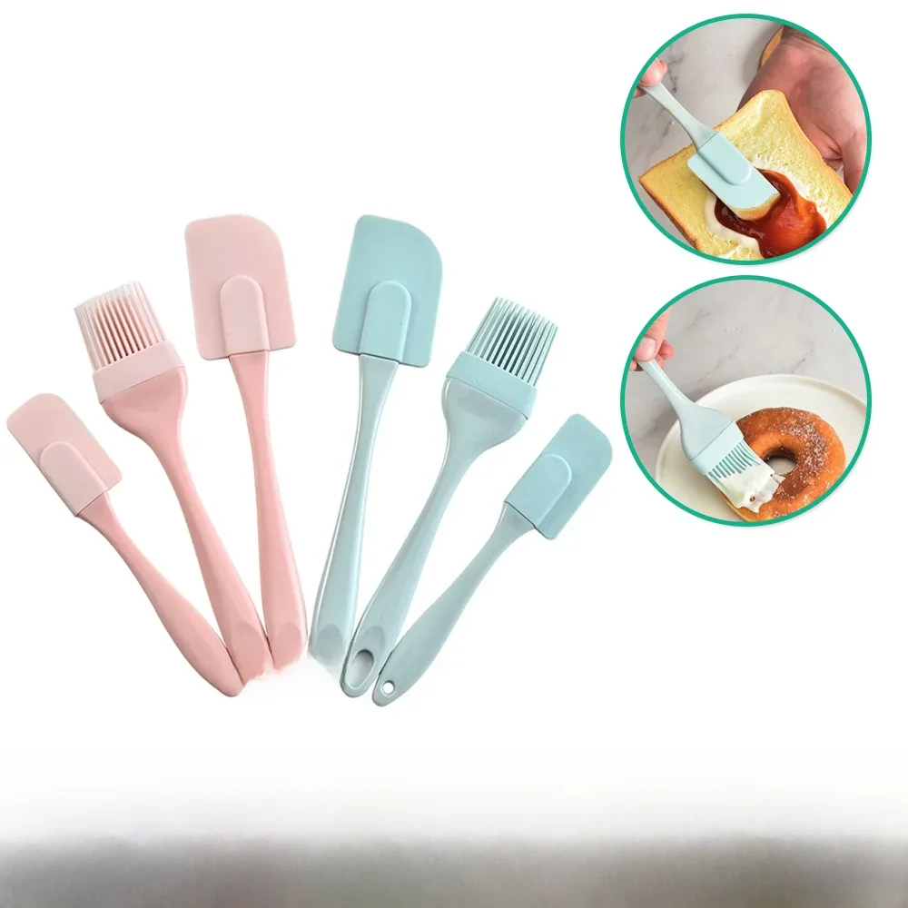 Grattoir à crème antiadhésif en Silicone, 3 pièces, spatule à pain, gâteau, beurre, mélangeur, brosse à huile avec poignée en PP, spatule à gâteau, outil de cuisson de cuisine