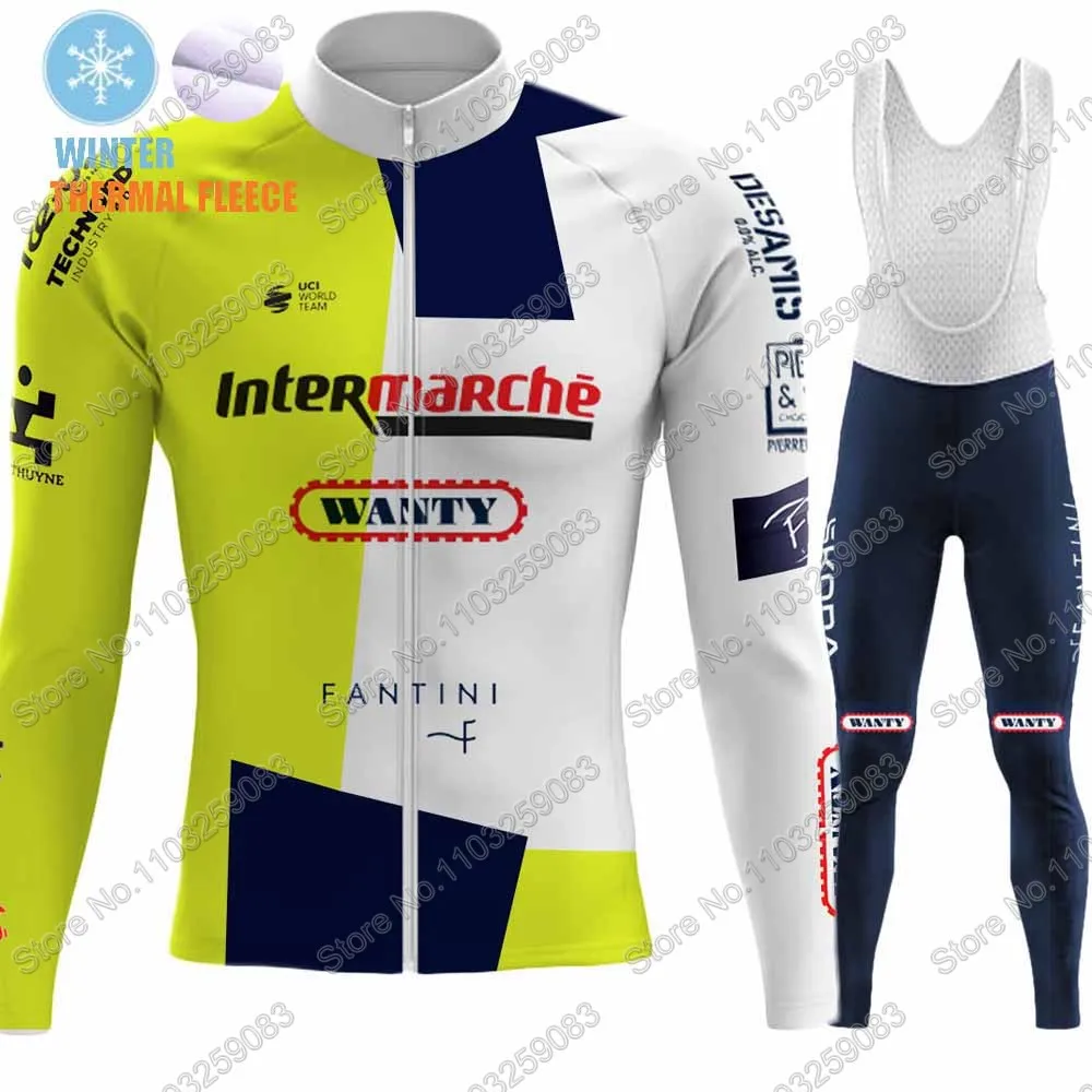 2024 Winter Wanty Team Cycling Jersey Set Biniam Girmay Clothing Men Road Bike Thermal Jacket Suit Bicycle Pants MTB Wear Ropa