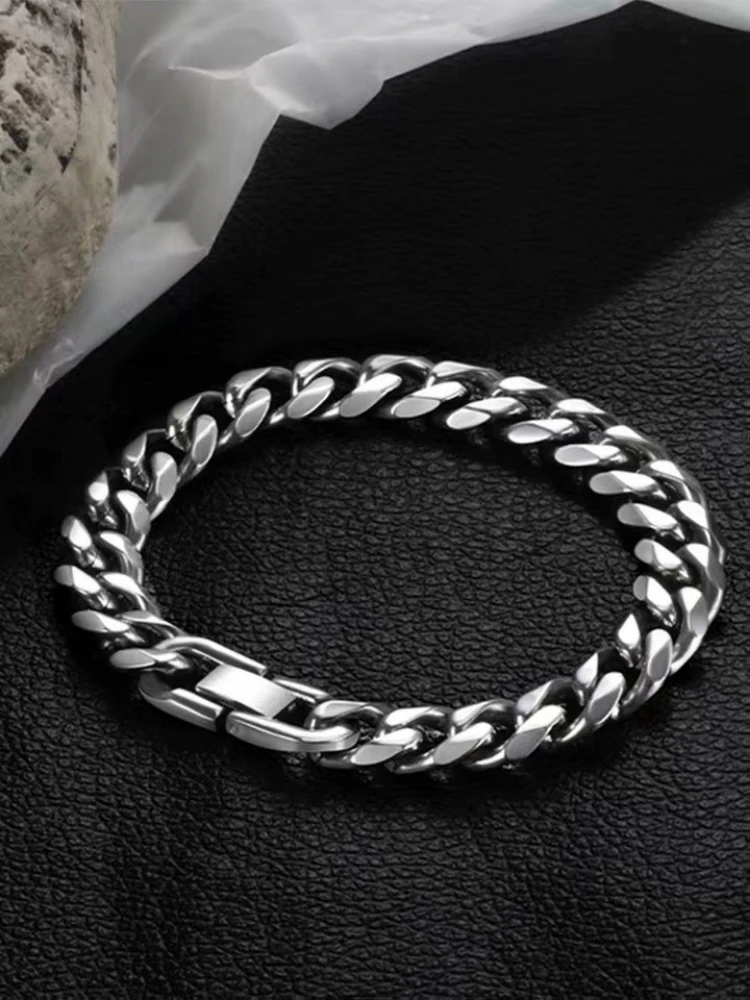 New Width 8MM/10MM 316L Stainless Steel Cuban Chain Bracelet Fashion Men\'s Accessories Birthday/Christmas Gift 18/20/22CM