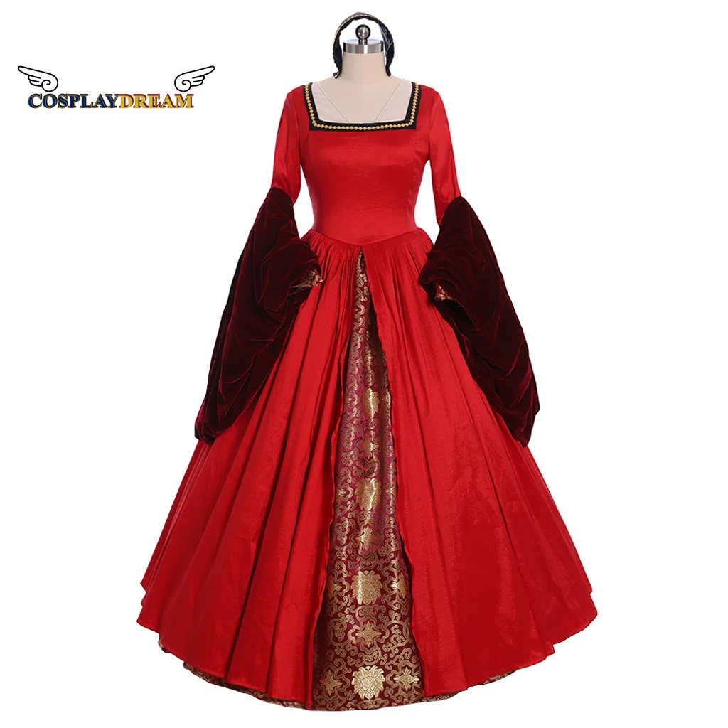 

Anne Boleyn Girl Red Dress Tudor Queen Elizabeth Versailles Gothic Dancing Ball Gown Drama Custom Made