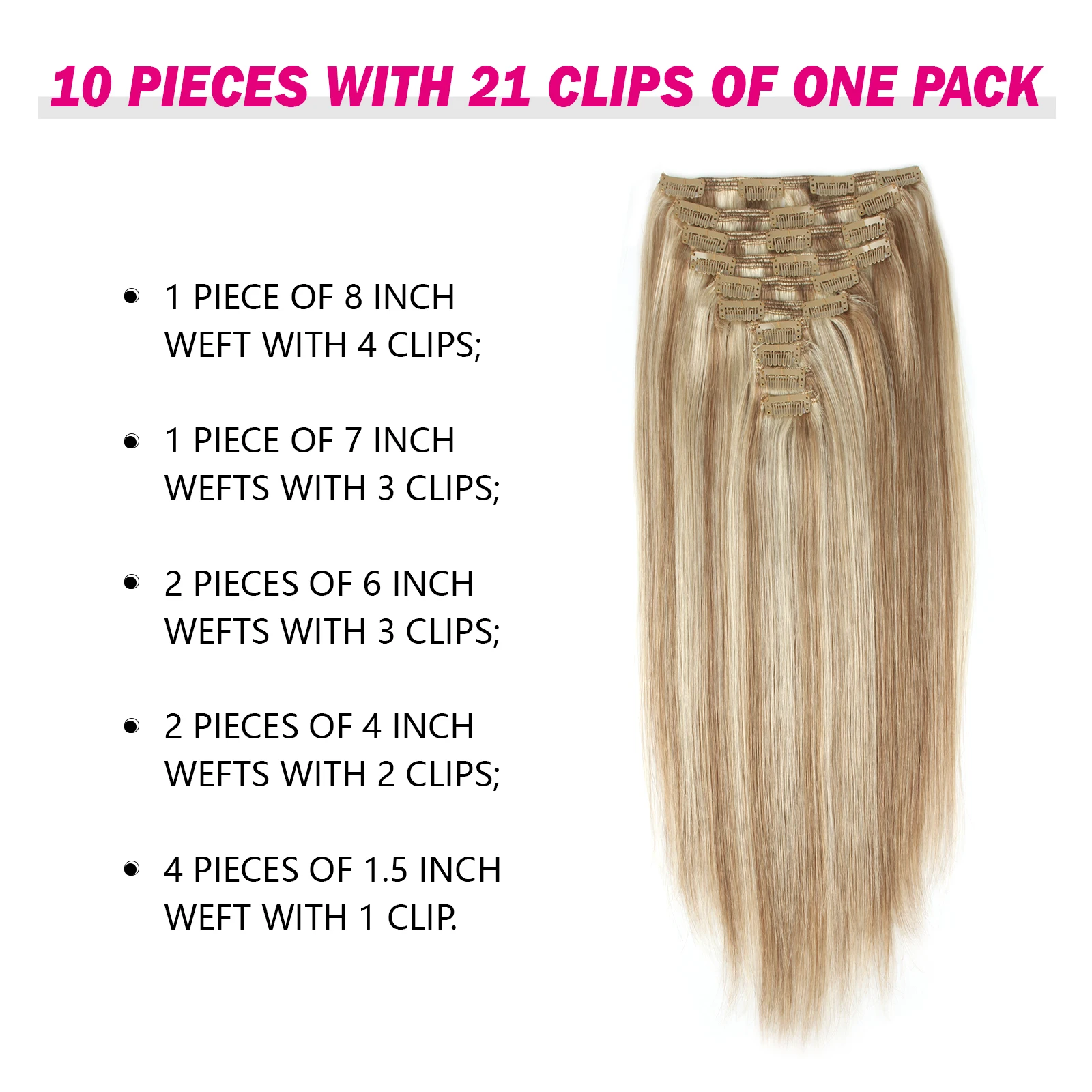 Sixstarhair 10 pçs clipe ins cabelo natural 100 extensões de cabelo humano 160g e 220 g/pacote 20/22 Polegada clipe na extensão do cabelo para mulher