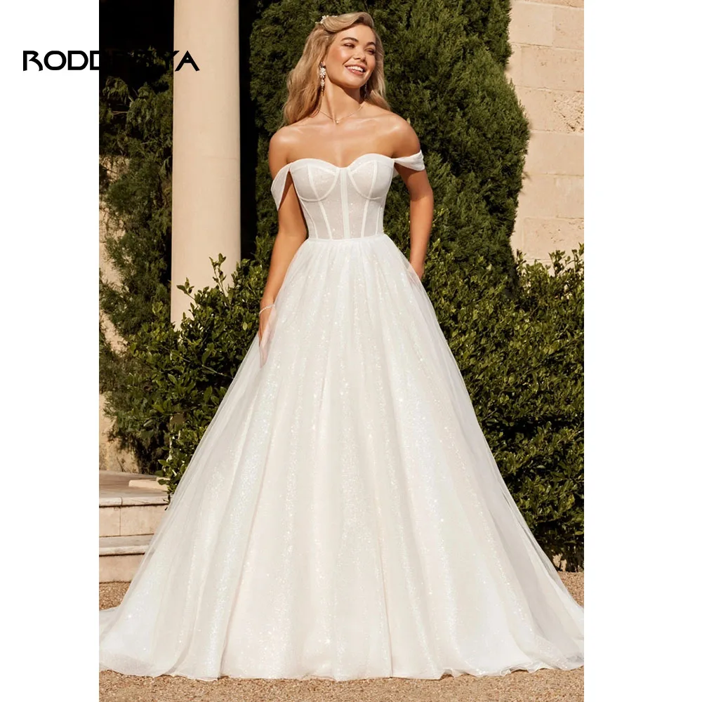 RODDRSYA Einfache Hochzeit Kleider Für Frauen 2023 Schatz Weg Von Der Schulter Backless Brautkleid Lace Up Zurück Vestidos De Novia