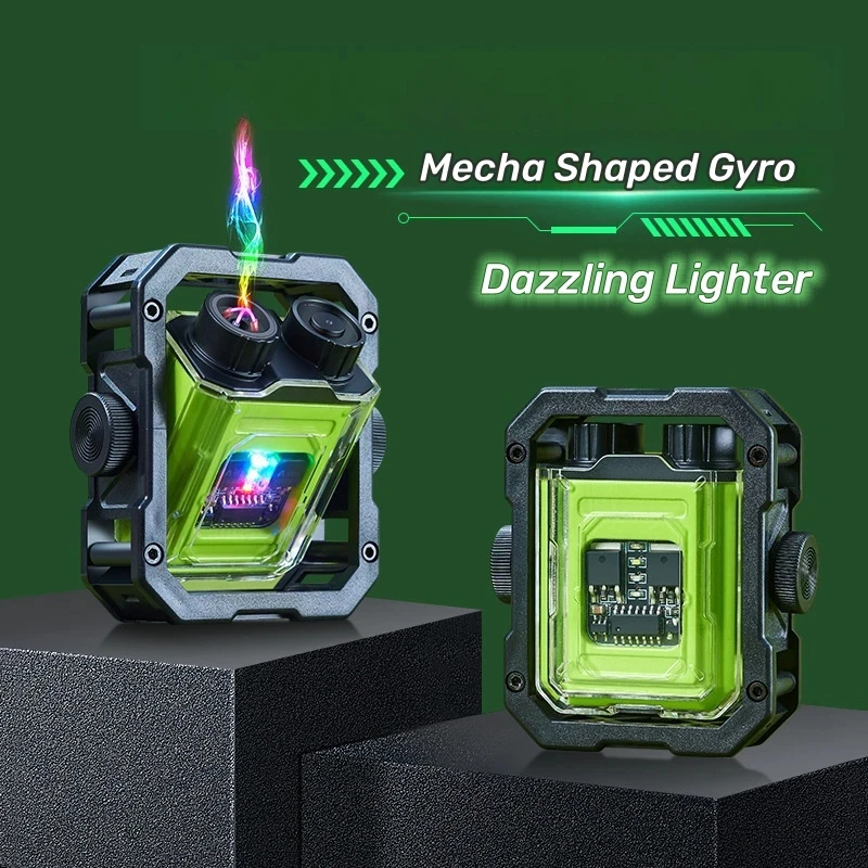 High End Mechanical Windproof Double Arc Charging Lighter Power Display Decompression Gyroscope Igniter Creative Gift