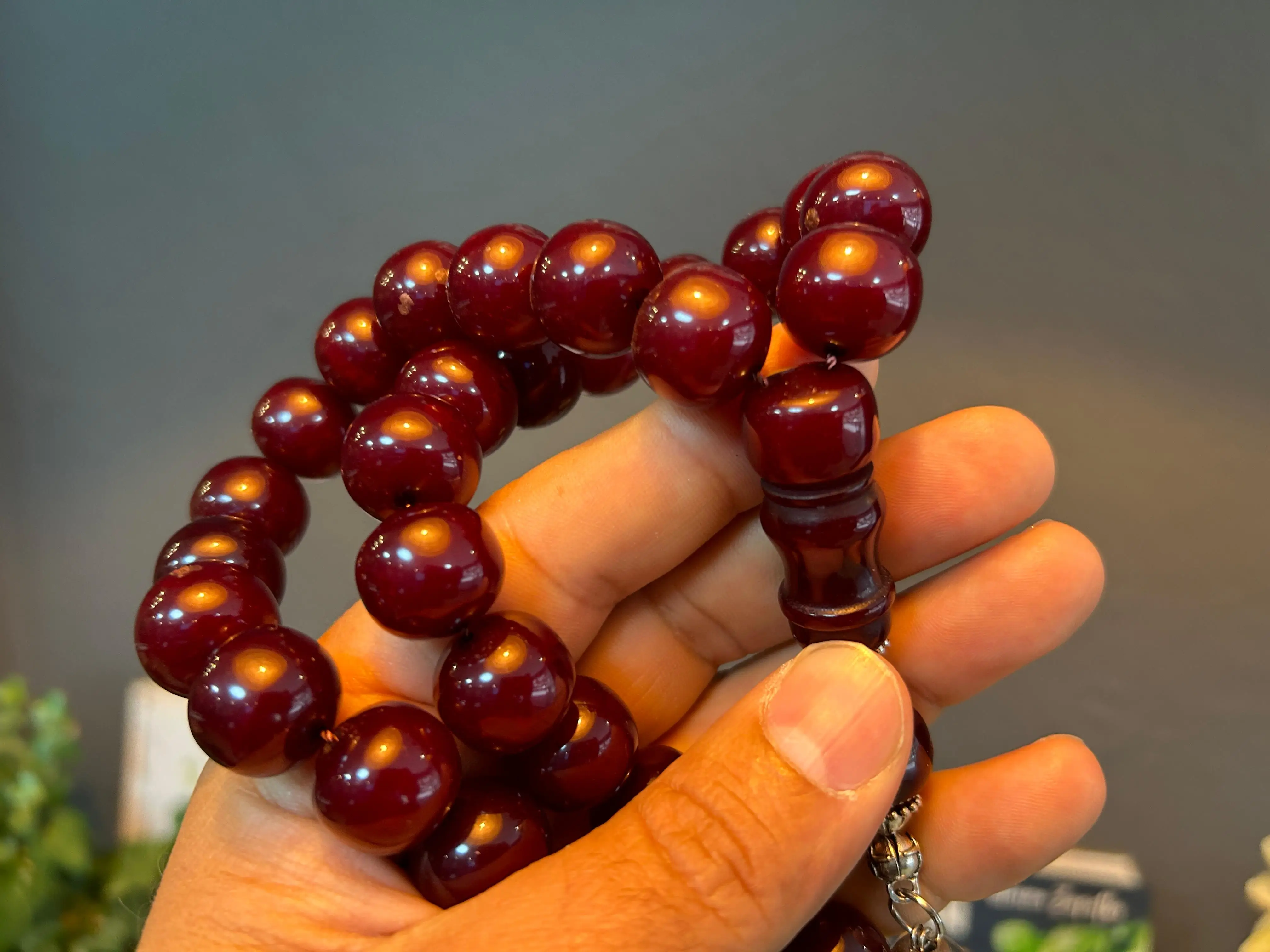 Bakelite Ottoman Rare Faturan Red German Amber Sandalous Misbaha Prayerbeads Rosary Tasbih Tesbih İslam Subha T41