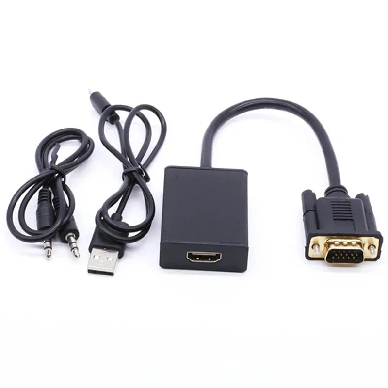 VGA do HDMI-kompatybilny kabel konwertera dla Ps4 Tv, pudełko Aux rozdzielacz Audio Port wyświetlacza żarówka jak telewizji Extender Adapter — zdjęcie produktu 7