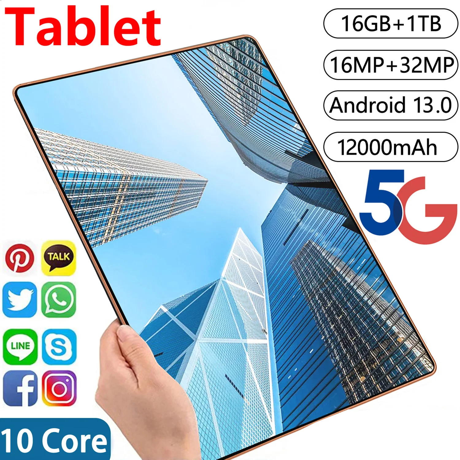 New Global Version 11.6-Inch Tablet 16GB+1TB 16Mp+32Mp Global Version Dual Card Network Android 13.0 Mtk6797 12000 mAh Tablet