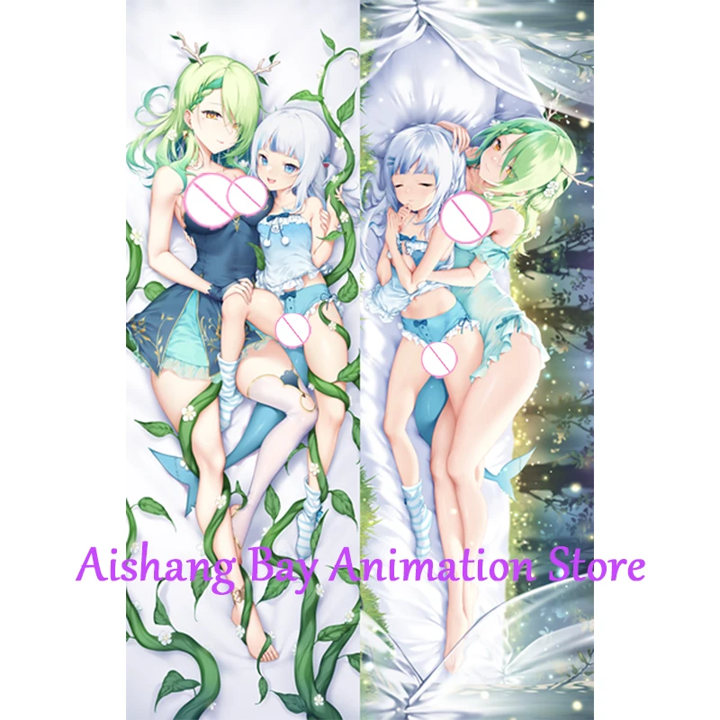 Dakimakura Anime Pillow Cover Ceres Fauna & Gawr Gura Double Sided Print Life-size Body Decoration