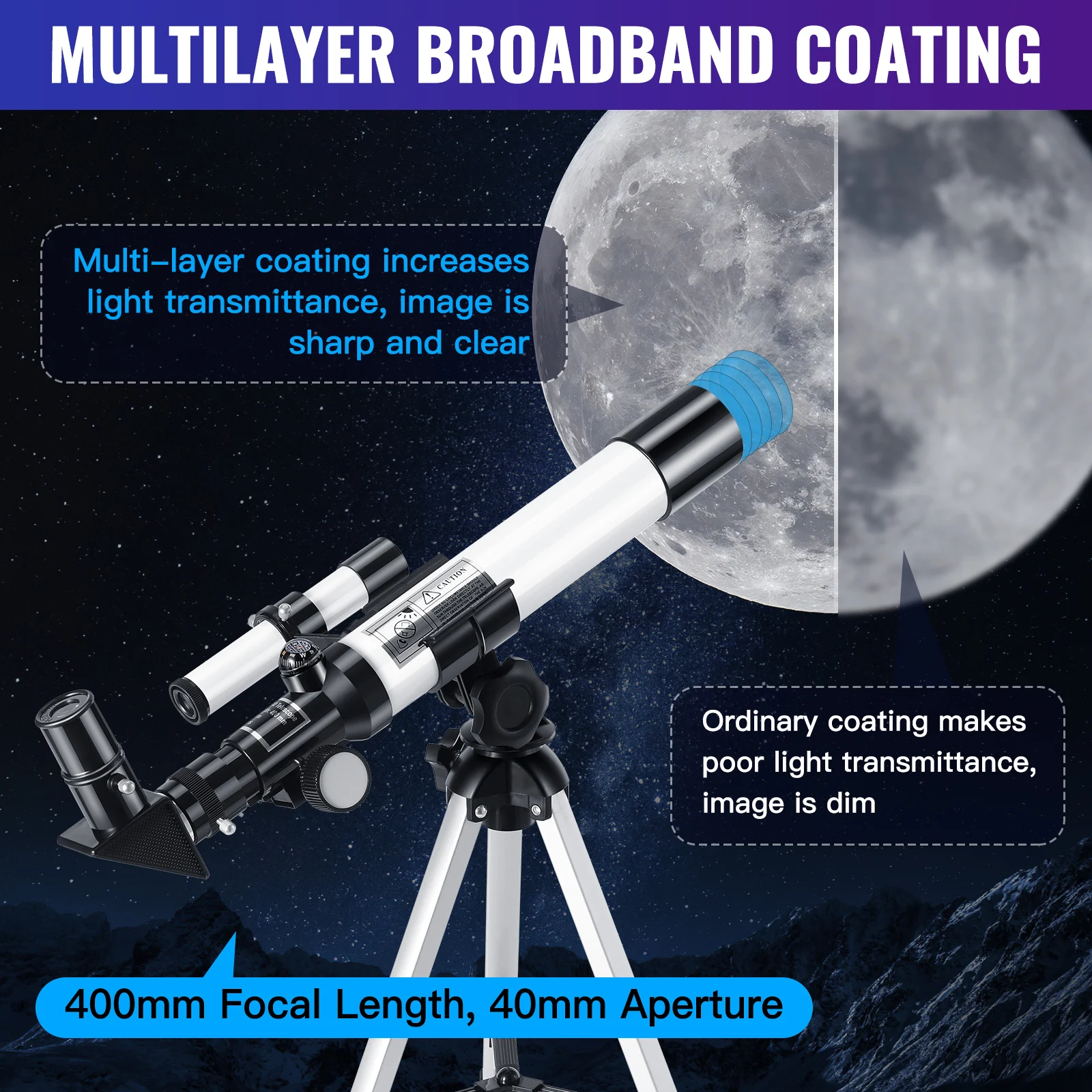 40040 Astronomical Telescope Monocular Professional Astronomical Telescope Reflecting Spyglass Camping for Travel Children Gifts