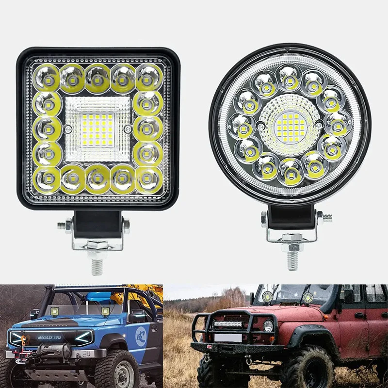 12V-48V LED Pod Lights for Offroad, Truck, Tractor - 4 inch 6500K Driving Fog Lights & ATV Work Light Bar with Adjustable Mount