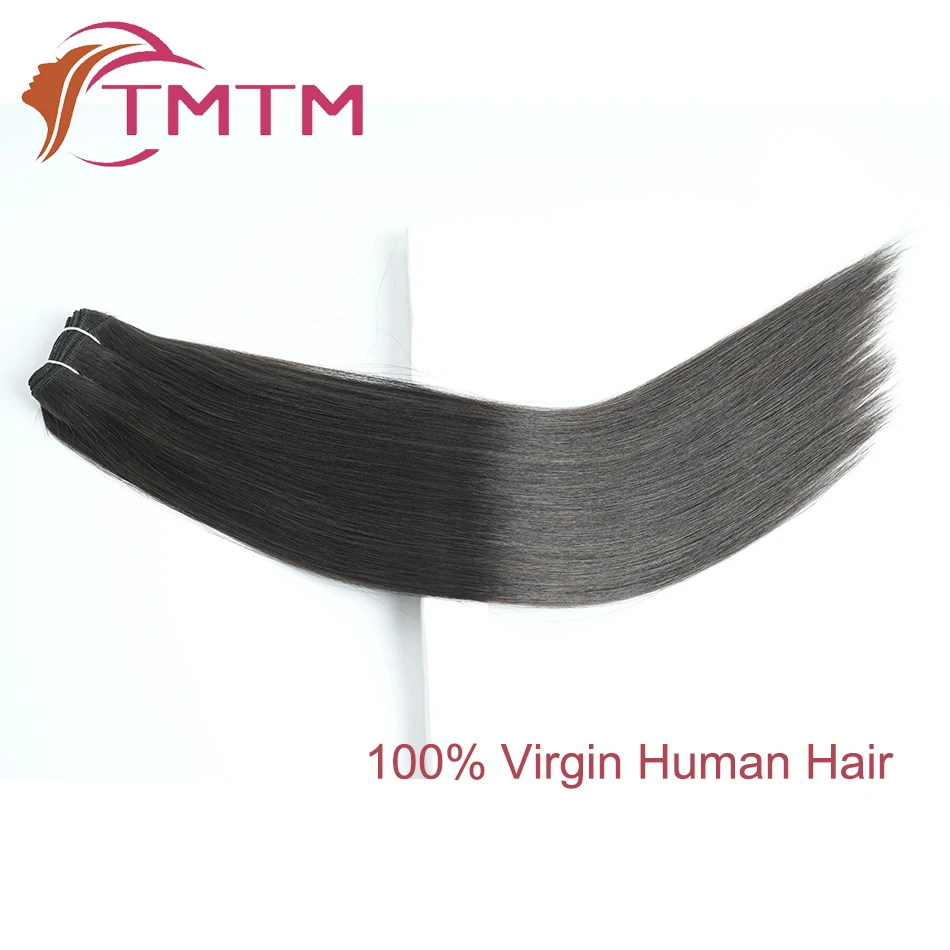 Straight Human Hair Weft Brazilian Remy Human Hair Bundles Sew In Weft Extensions Straight Balayage Natural Black Hair 50G 100G