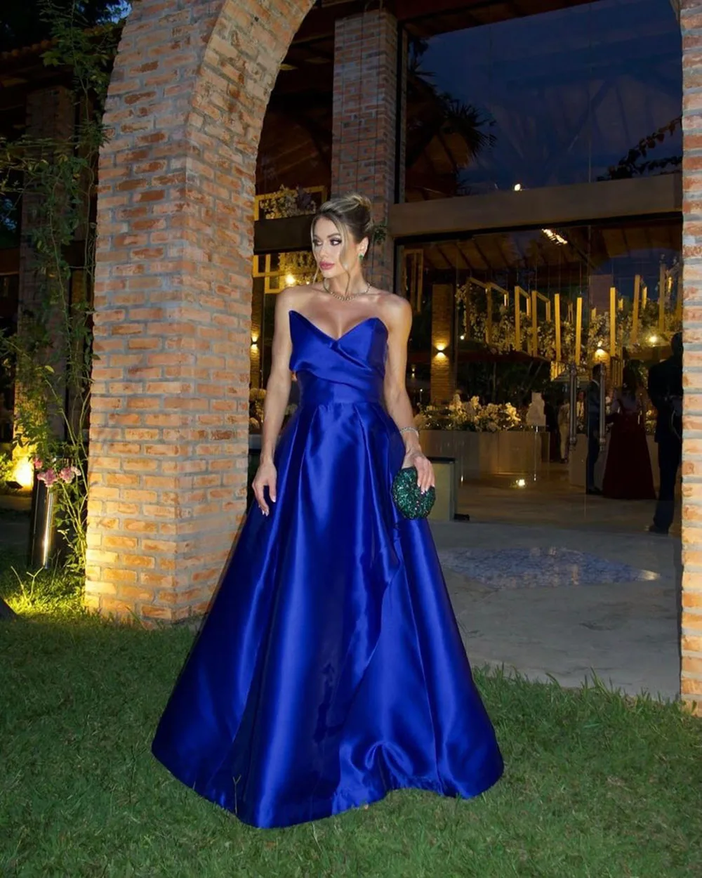 Msikoods Royal Blue Evening Dresses Women Sweetheart A Line Satin Simple Night Dress Special Evens Prom Gowns Formal Dresses