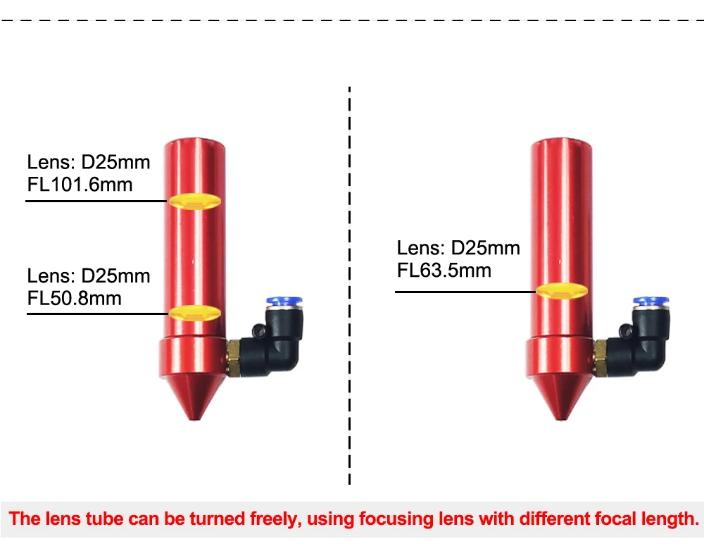 Hunst co2 laser kopf linsen rohr & luftdüse außen durchmesser 30mm für linsendurchmesser 25 fl 50.8/63,5mm für co2 lasers chneide maschine – Detail 3
