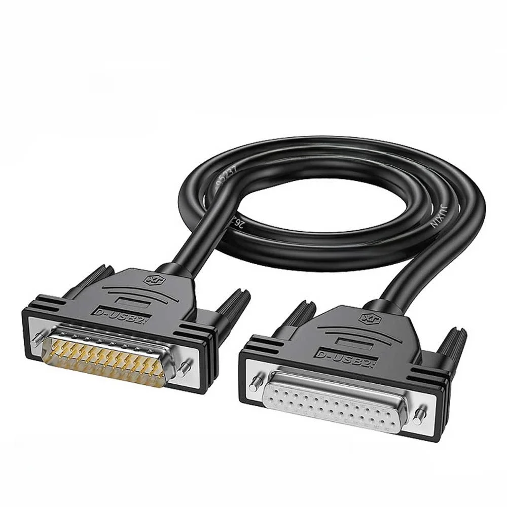 DB25 kabel męski na żeński 6 stóp podwójnie ekranowany z metalowym oplotem foliowym D-SUB 25-pinowym kablem szeregowym RS232 — zdjęcie produktu 7