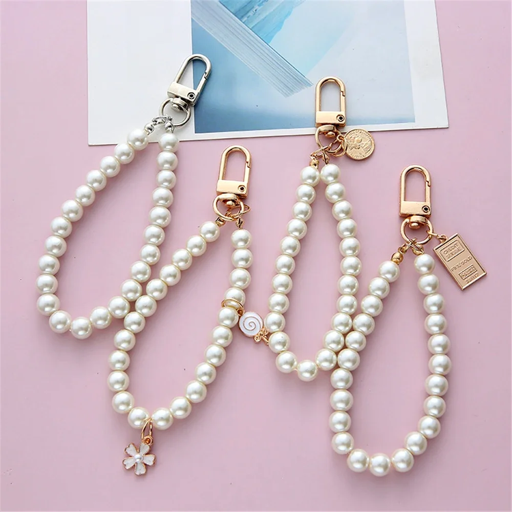Porte-clés en perles simulées pour sac Aorpods, pendentif en perles pour femmes, téléphone portable, accessoires de bijouterie à faire soi-même