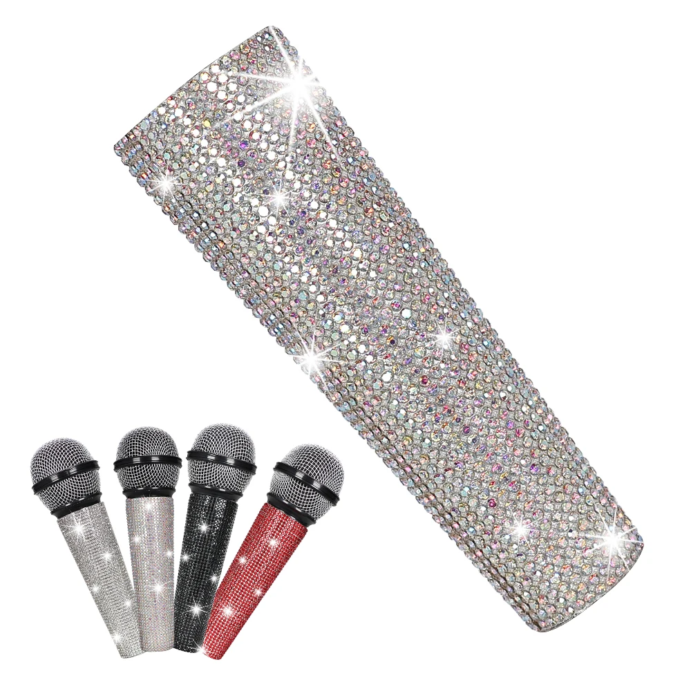 Nueva funda de micrófono con diamantes de imitación de estilo corto, funda con mango de micrófono con diamantes de imitación, para micrófono con cable Shure SM58 Beta 58A