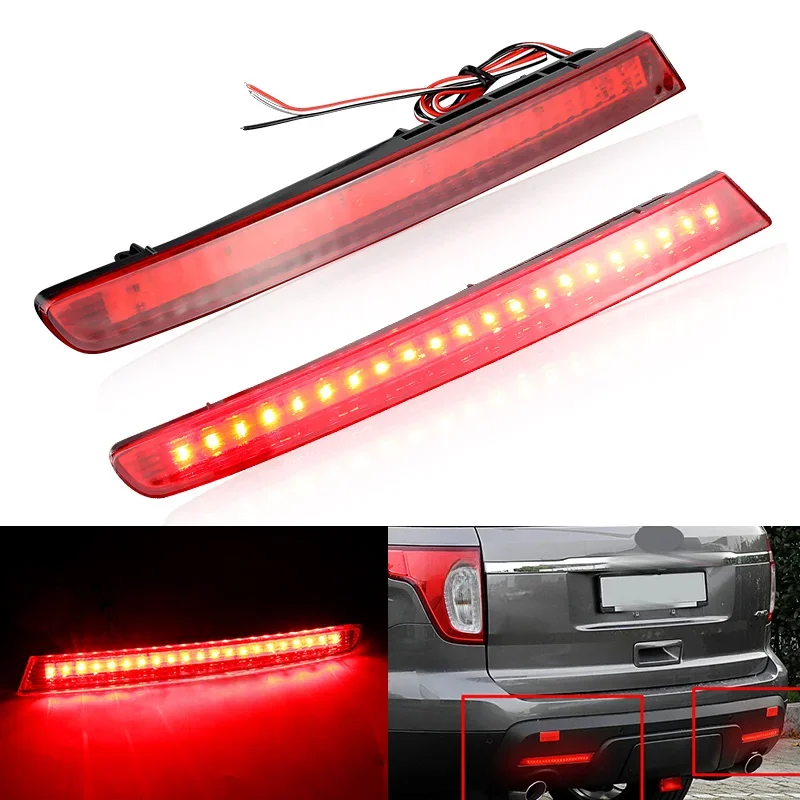 1 para OEM czerwone soczewki po stronie kierowcy/pasażera LED reflektory zderzaka tylne światła przeciwmgielne dla 2011-2015 Ford Explorer — zdjęcie 2