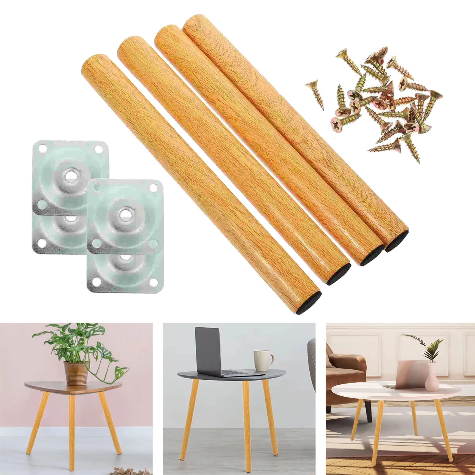 4 Pcs Furniture Legs Wooden Solid Furniture Feet Non-slip Chair Feet Replacement Feet Sloping Oblique/Straight Table Feet