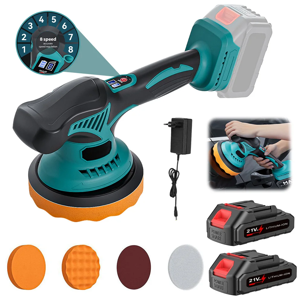 TKKEACE Auto Polijstmachine 6 Versnellingen Digitale Display Draadloze Elektrische Polijstmachine Auto Waxen Polijstmachine Voor Makita 21V Batterij