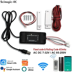 Tuya WiFi Smart Universal 433MHz Fixed Rolling Code Garage Gate Door Opener RF Receiver With Door Sensor 5V AC DC 7-250V Alexa