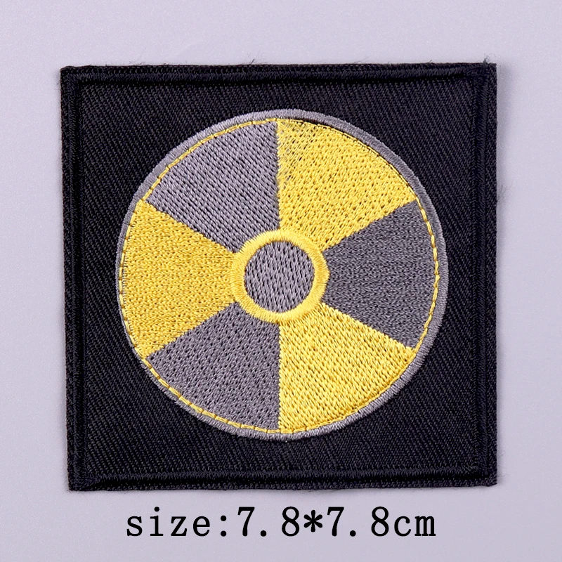 Nuclear Patch Iron On Patches On Clothes Punk Skull Embroidered Patches For Clothing Badges Hook Loop Patch For Clothes Stickers