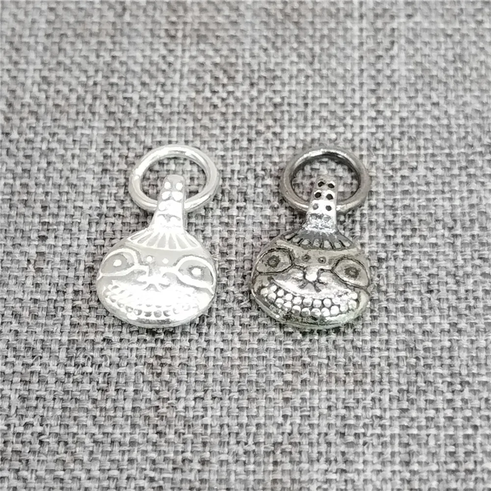 

6pcs of 925 Sterling Silver Tribal Face Charms 2-Sided Ancient Artifact Style Pendant for Bracelet