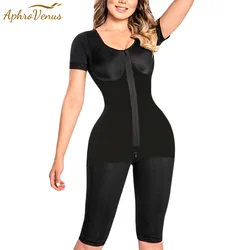 Faja Colombiana para Mujer, modelador de cuerpo completo, aplanar el Abdomen, pantalones largos, mangas cortas, cintura alta, adelgazante, ropa interior