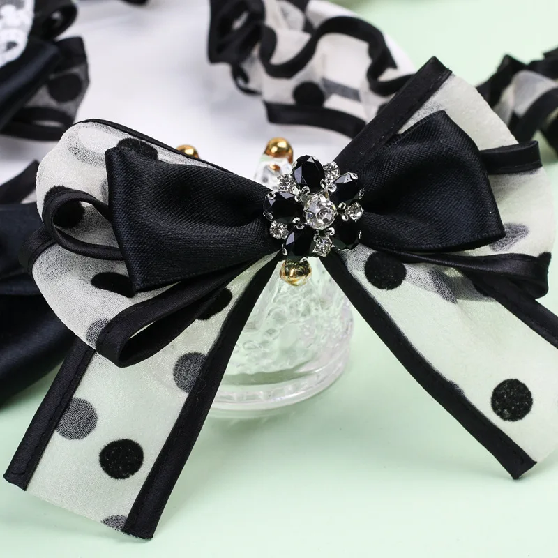 

40mm Double Layer Chiffon Dots Ribbon For Headband Hair Bows Material Black White Transparent Accessories Organza Tape 50Yards