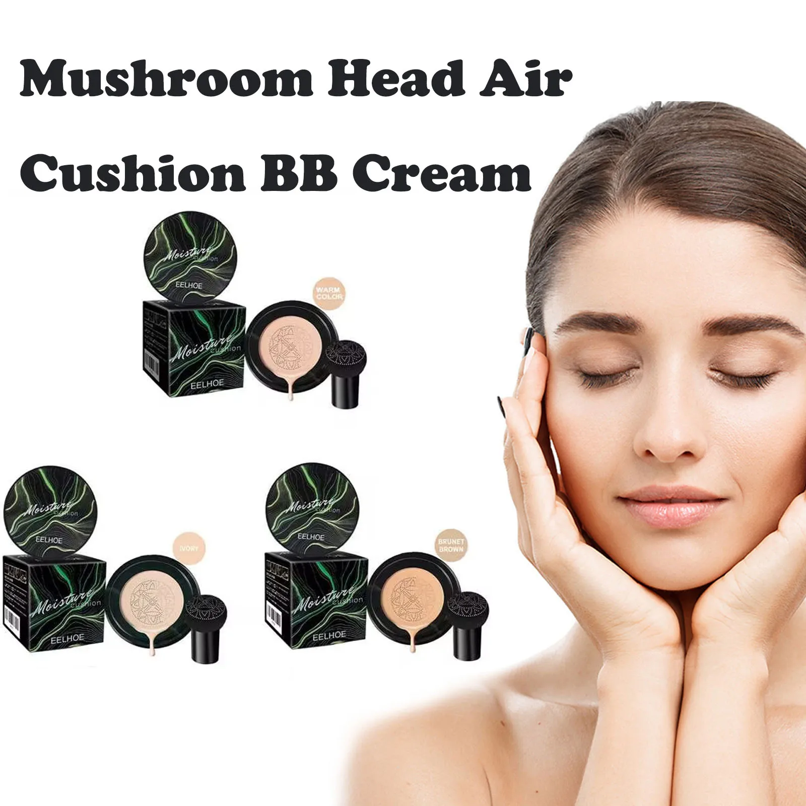 Eelhoe 1pc Mushroom Head Air Cushion Cc Cream Covering Face Blemish Waterproof Foundation Base Oil Control Makeup Face Bb Cream