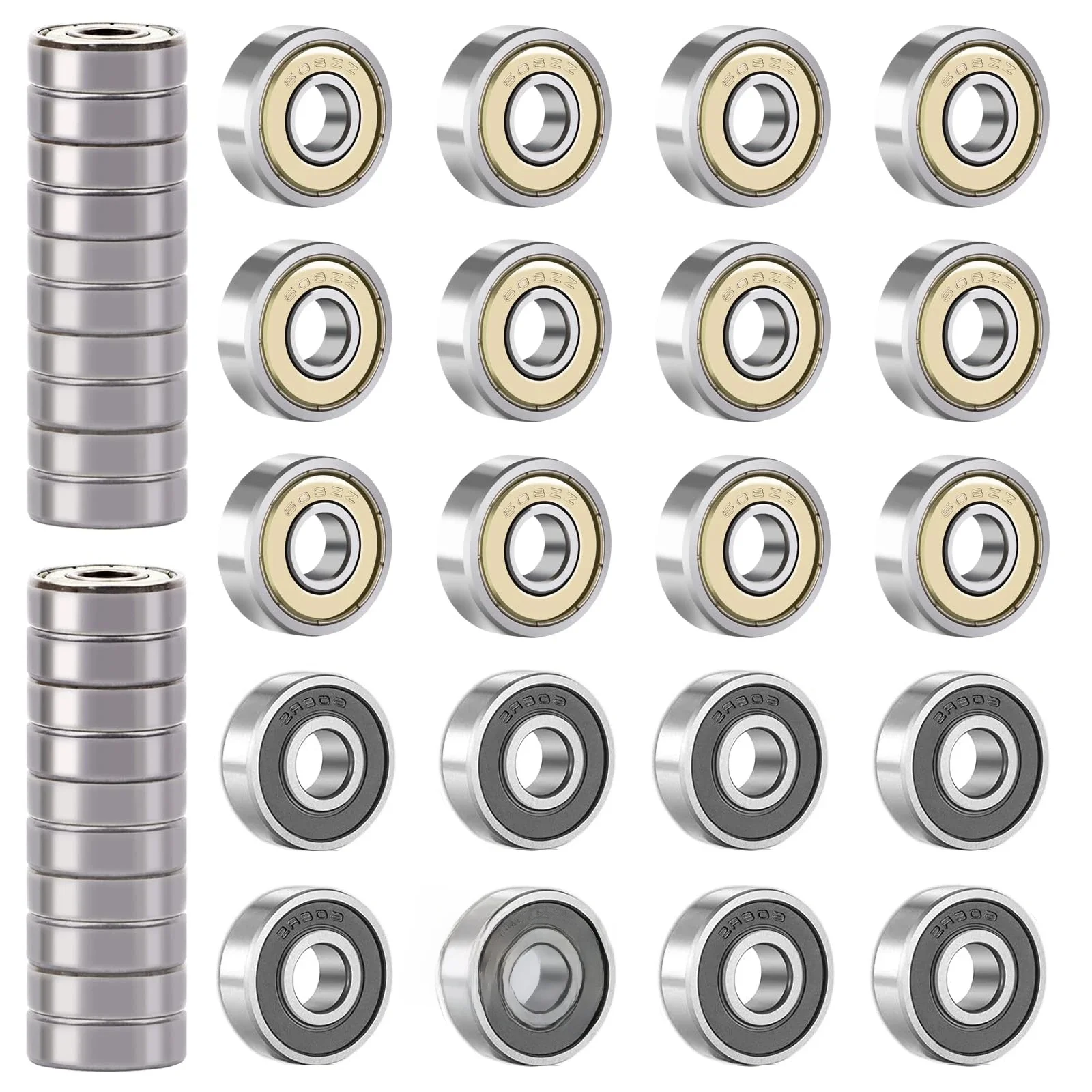 10 pièces 608 ZZ 608RS roulements à billes 608ZZ métal Double blindage Miniature roulements à billes de planche à roulettes à gorge profonde 8mm X 22mm X 7mm