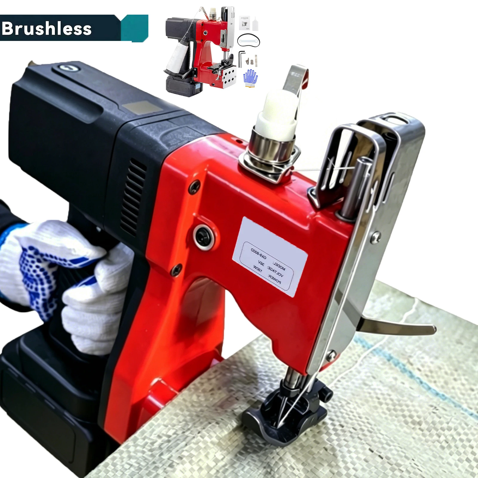 Máquina de Coser Eléctrica sin Escobillas, Industrial y Doméstica, de Alta Velocidad, Enhebrador Automático, Selladora Portátil, Herramienta para Sellar y Empacar Bolsas Tejidas
