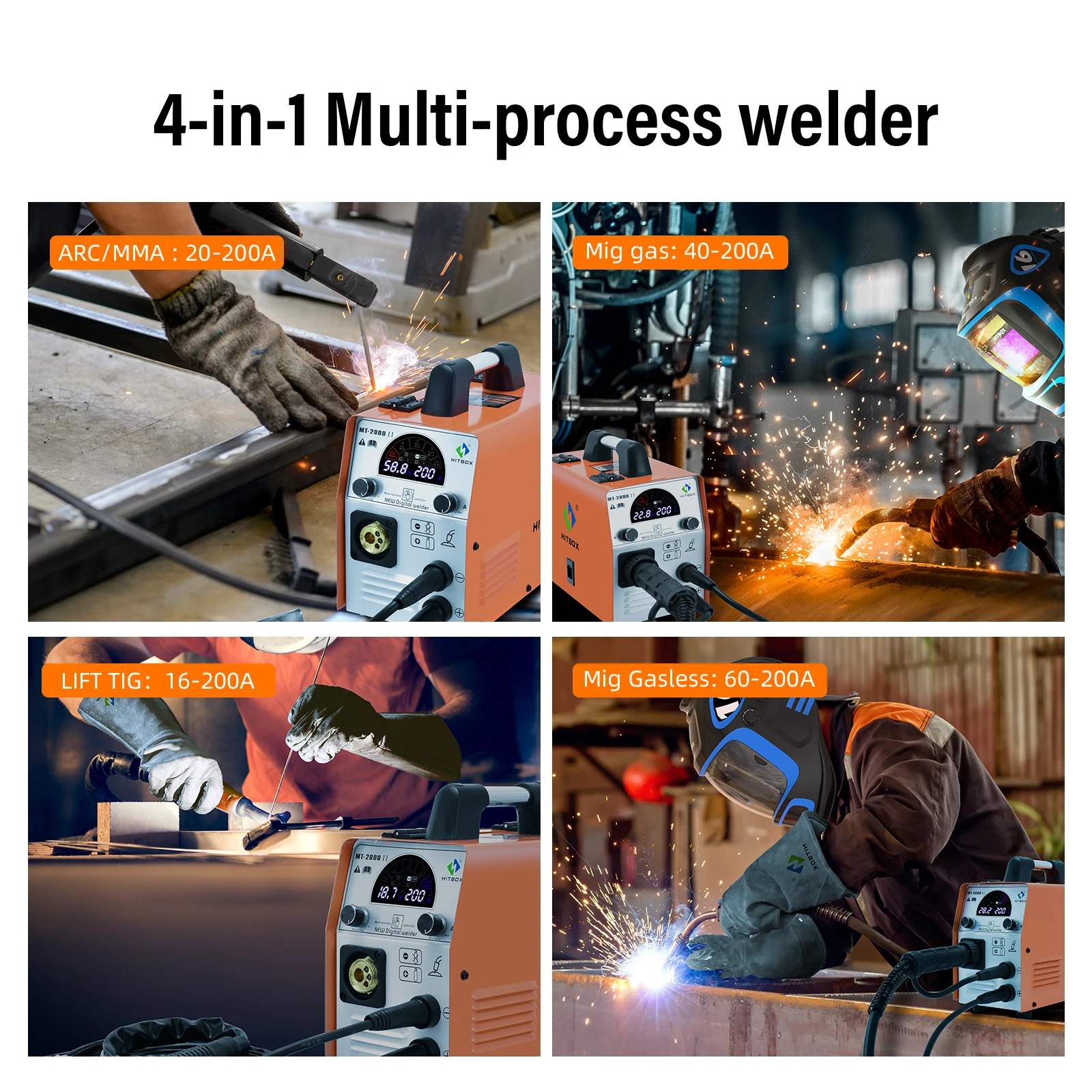 Hitbox Welding Machine 220V～240V MIG/TIG Gasless Semi-Automatic Device Welder Automatic Feed MT2000II Single Voltage MT2000II