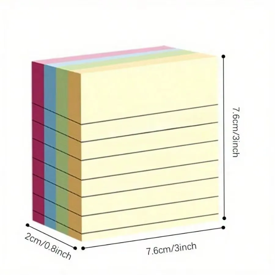 600개의 혼합 색상 가로형 스티커 메모, 높은 점착력과 쉽게 찢어짐, 사무실 및 학습에 적합