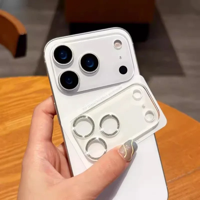 واقي شاشة من الزجاج المقسى لعدسة الكاميرا اللامعة لهاتف آيفون 15 14 16 Pro Max 17 Air 13 Mini Plus 17Pro 17Air HD Film