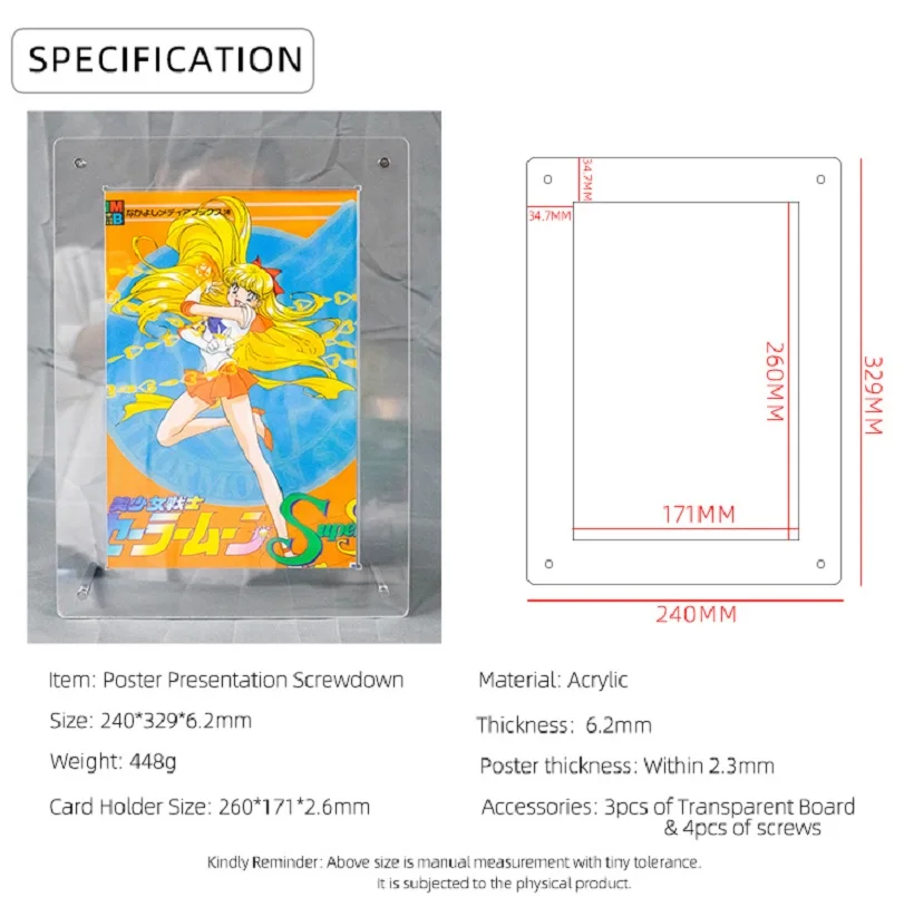 Screwdown Card Holder Case Display UV Protection Acrylic Clear Transparent Trading Game Cards Protector