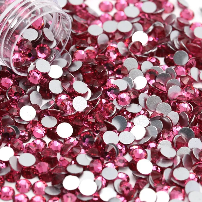 Fuchsia Rose 1440pcs Crystal Flatback Glass Rhinestones For Nail Art Crafts Decorations Clothes Shoes Handmading DIY